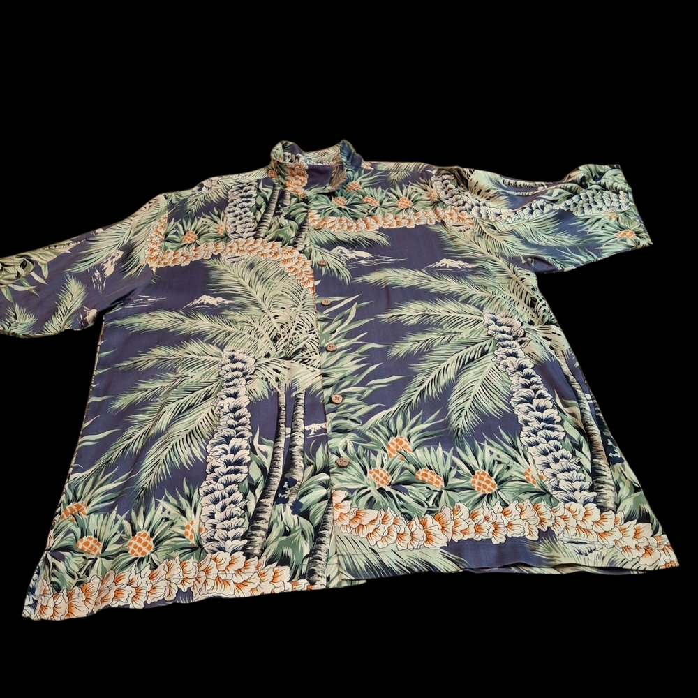 Tommy Bahama Silk Button-up Hawaiian Tropical Green    Men Size Large - Picture 14 of 16